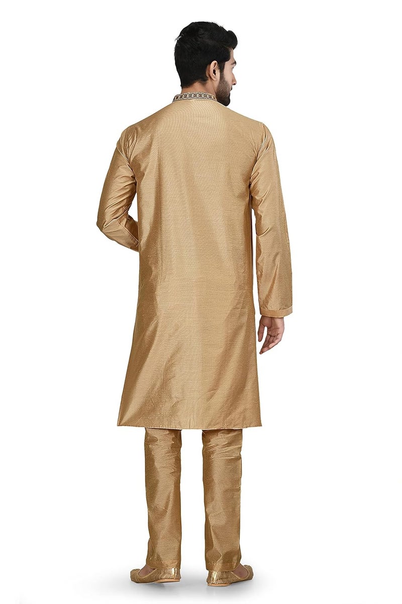 Polyfab Hathkargha Men's Stylish Cotton Blend Kurta Pyjama Set - Image 2